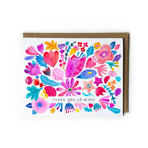 Pink & Red Flower - Thank You Card