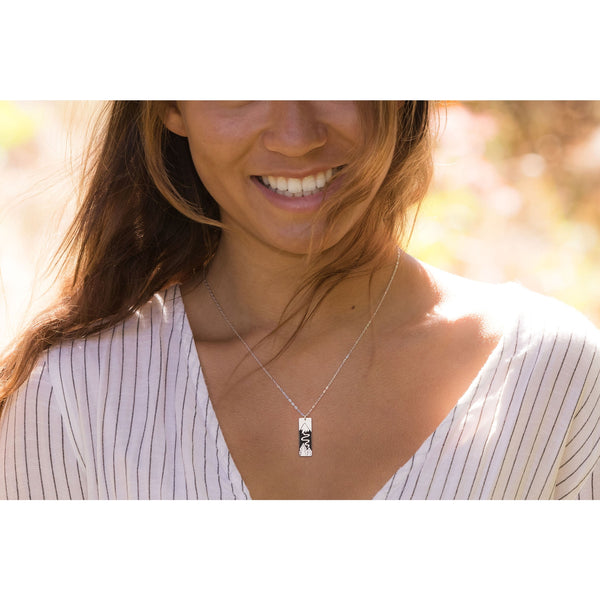 Winter Ski Slope Wide Bar Necklace