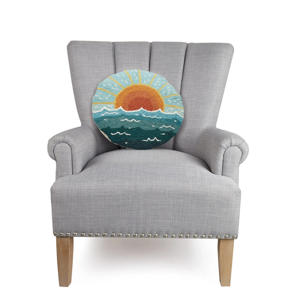 Circular Sun Seascape - Hook Pillow