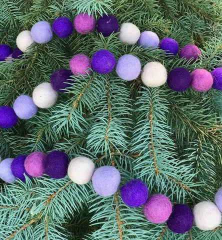 Ball Felt Garland - Purple