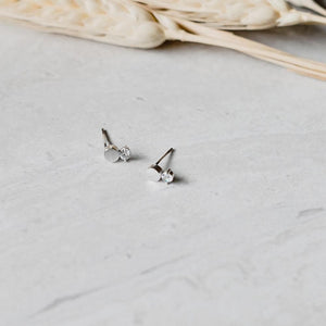 Dot CZ Stud Earrings - Silver
