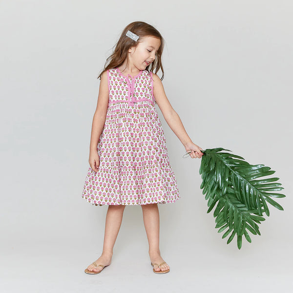 Jade Dress - Rose Block Print