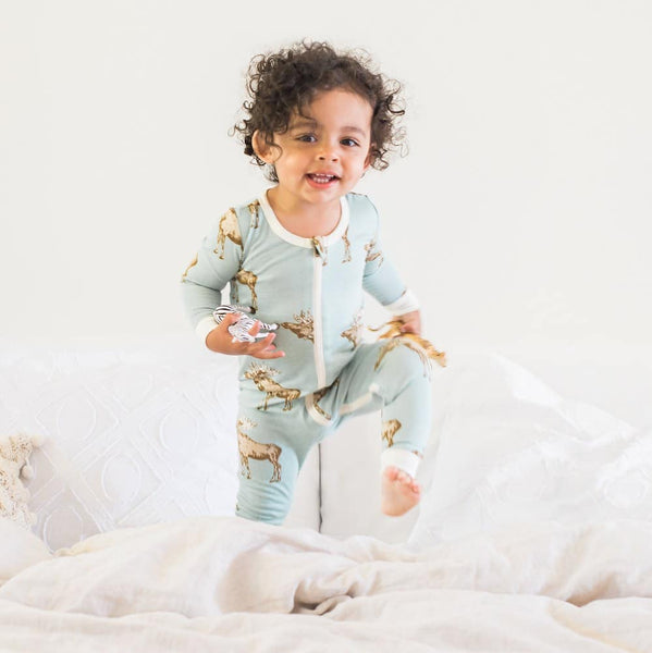 Organic Zipper Pajama - Grey Elephant