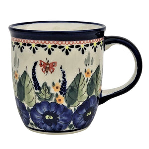 Strawberry Butterfly 12oz Mug - Polish Pottery