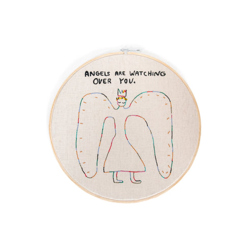 Angels Are Watching - Embroidery Hoop