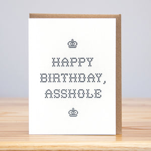B-Day Asshole Cross Stitch - Birthday Card