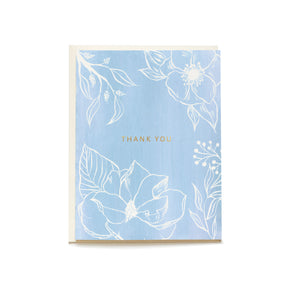 Blue Floral - Thank You Card