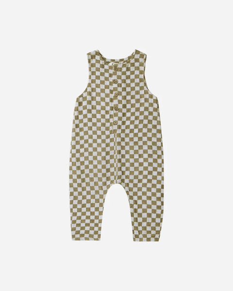 Button Jumpsuit - Olive Check