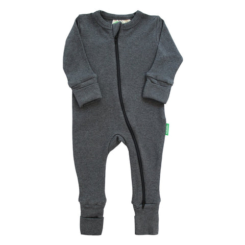 Snuggle Soft 2-Way Zipper Romper - Charcoal Melange