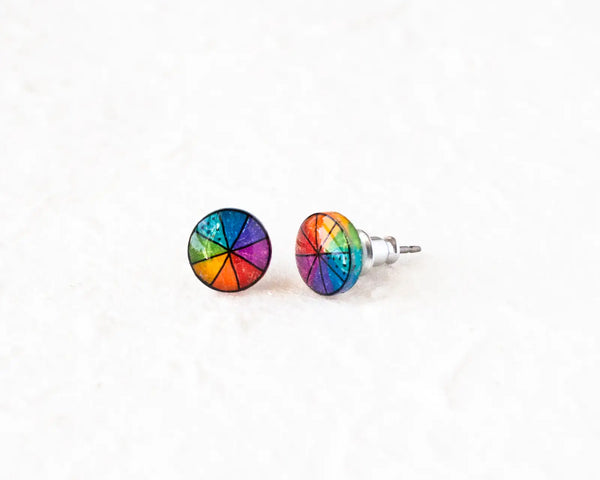 Color Wheel Rainbow - Stud Earrings