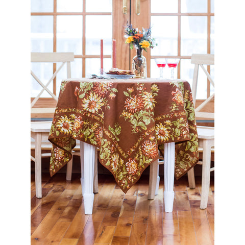 60x90 Dahlia Days Table Cloth - Cafe