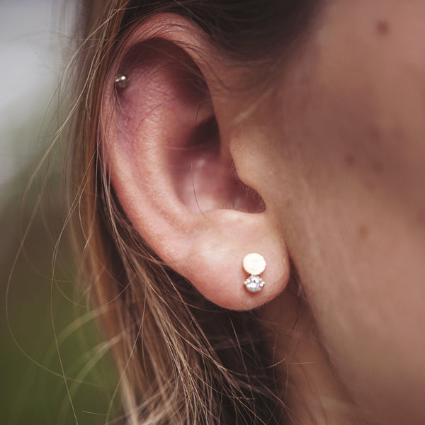 Dot CZ Stud Earrings - Silver
