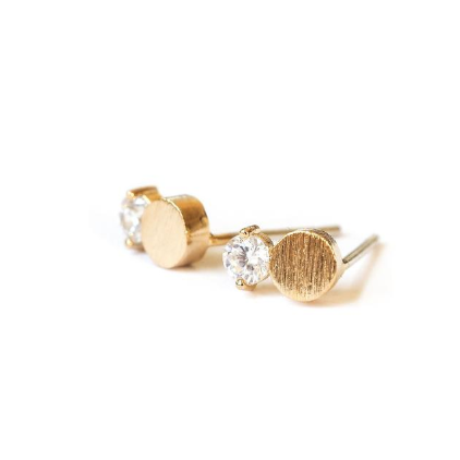 Dot CZ Stud Earrings - Gold