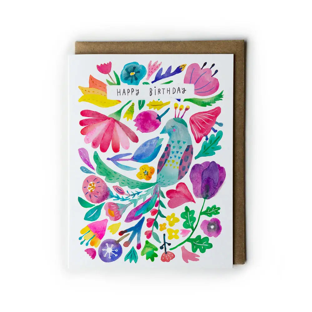 Peacock Flower - Birthday Card