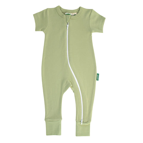 Short Sleeve Zip Romper - Fern