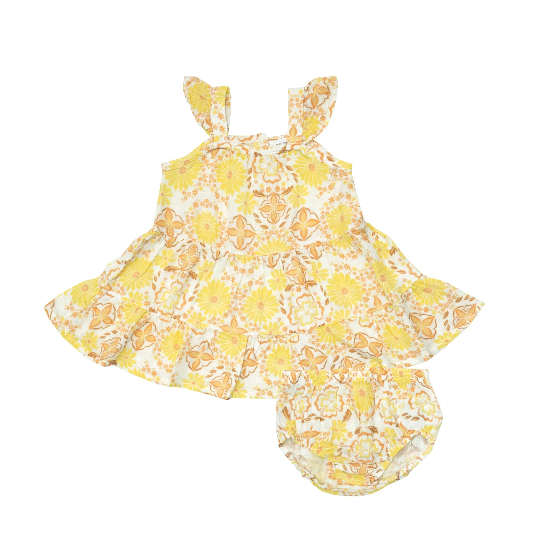 Twirly Sundress + Diaper Cover - Golden Surf Floral