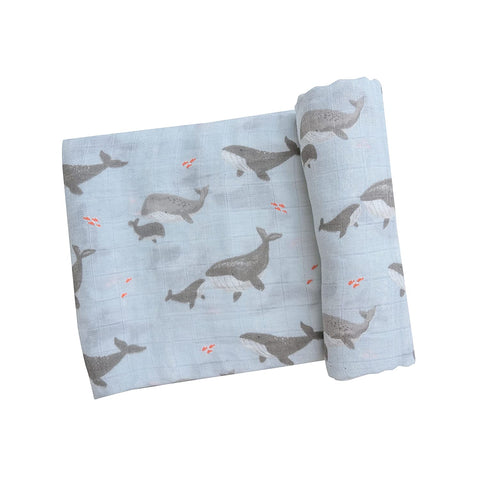 Grey Whales - Muslin Swaddle Blanket