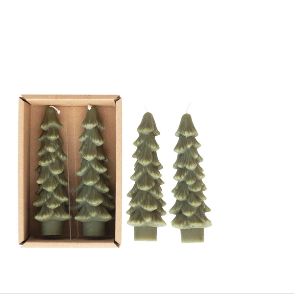 Evergreen - Tree Shaped Tapered Candles, Set of 2