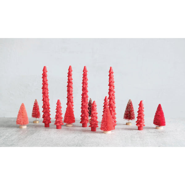 Holly Berry - Tree Shaped Tapered Candles, Set of 2