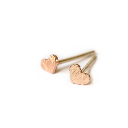 Heart Stud Earrings - Gold