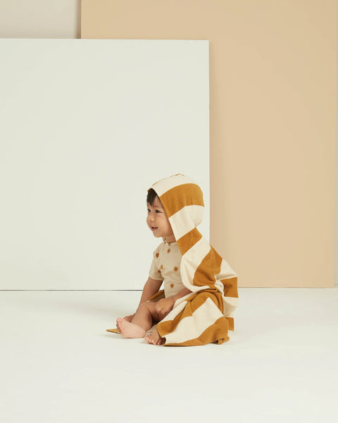 Hooded Towel - Gold Stripe