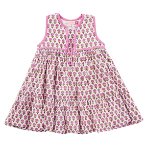 Jade Dress - Rose Block Print
