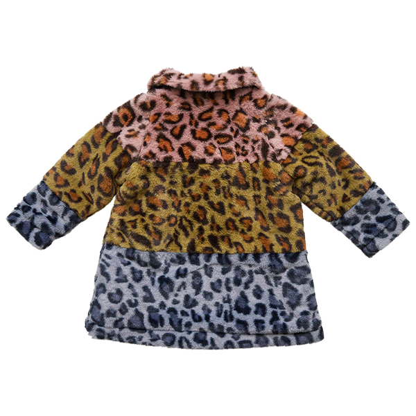 Kate Coat - Leopard Colorblock Fur