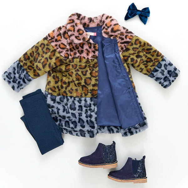 Kate Coat - Leopard Colorblock Fur
