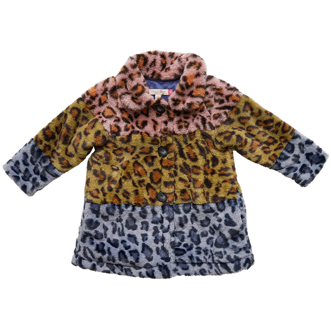 Kate Coat - Leopard Colorblock Fur
