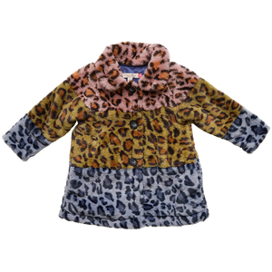 Kate Coat - Leopard Colorblock Fur