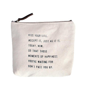 Kiss Your Life - Canvas Zipper Bag