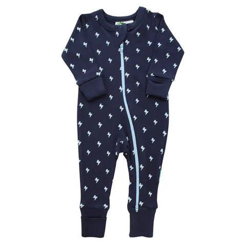 Long Sleeve 2-Way Zip Romper - Navy Lightning