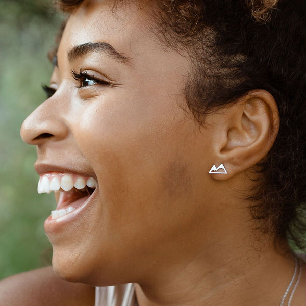 Mountain Stud Earrings - Silver