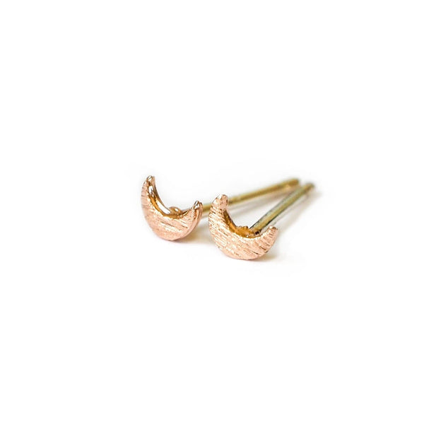 Moon Stud Earrings - Gold