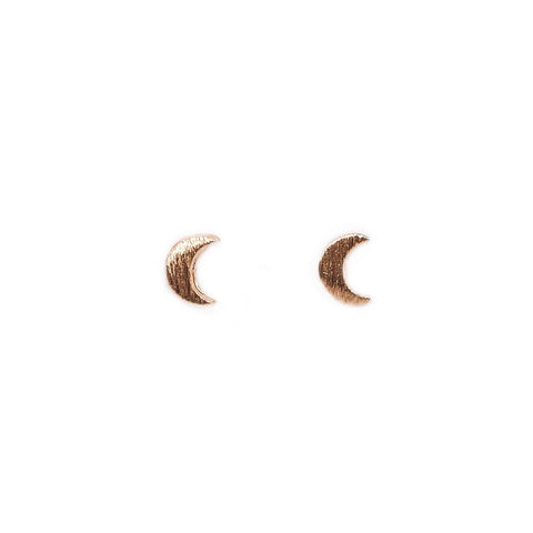Moon Stud Earrings - Gold
