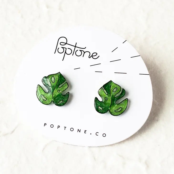 Monstera Tropical Leaf Earrings