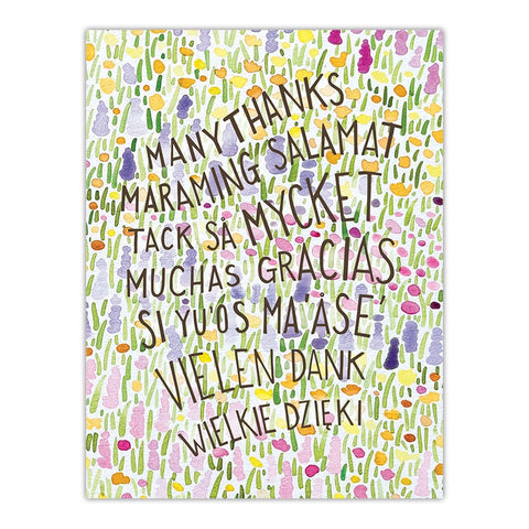 Multilingual Many Thanks - Thank You Card