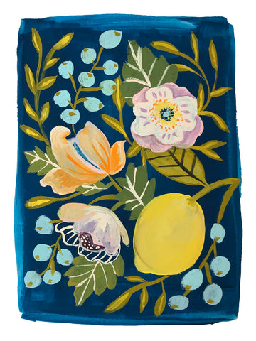 Navy Lemon - Art Print