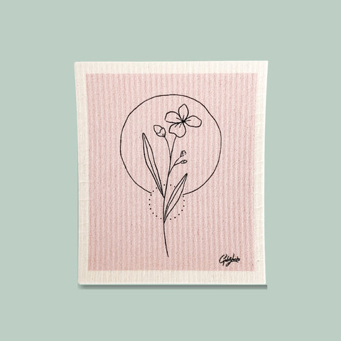 Pink Wildflower - Swedish Dishcloth