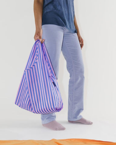 Pink & Blue Stripe - Baggu Reusable Bag