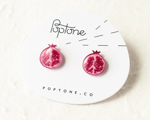 Pomegranate Fruit - Stud Earrings