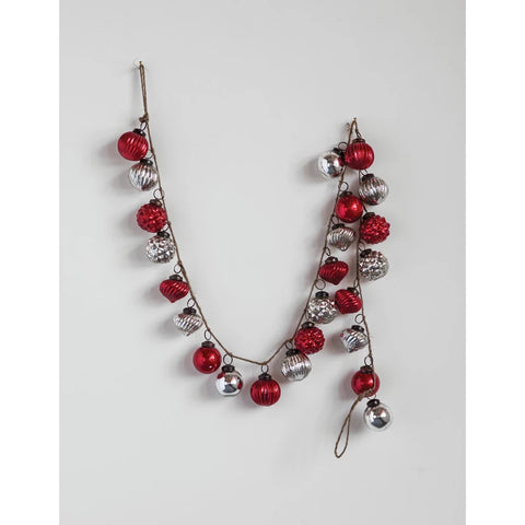 Red and Silver - Mercury Glass Ornament Garland