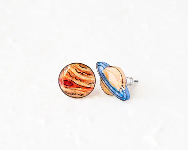 Saturn and Jupiter Planet - Stud Earrings