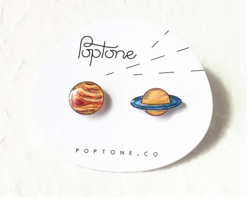 Saturn and Jupiter Planet - Stud Earrings