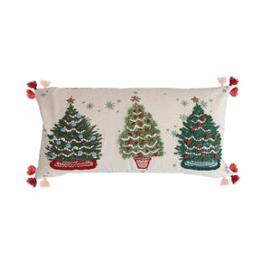 Christmas Trees Cotton Lumbar Pillow