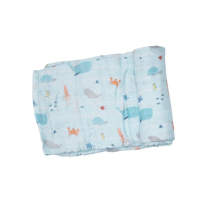 Undersea Stripe - Muslin Swaddle Blanket