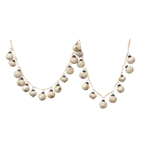 Matte White - Mercury Glass Ornament Garland